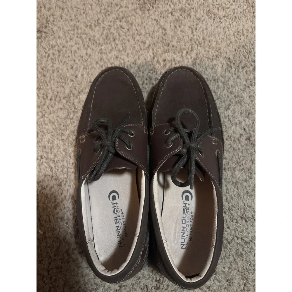 Nunn Bush Brown Leather Boat Shoes Memory Foam Comfort Men's Sz 10 Beach Casual